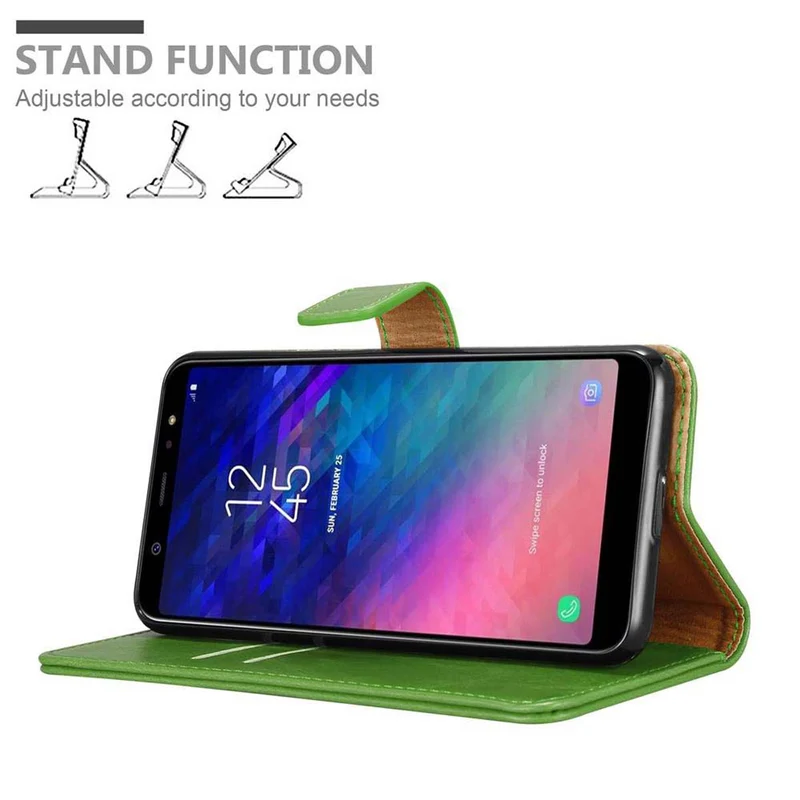 Cadorabo Hülle kompatibel mit Samsung Galaxy A6 2018 Schutzhülle mit Magnetverschluss, Standfunktion und Kartenfach