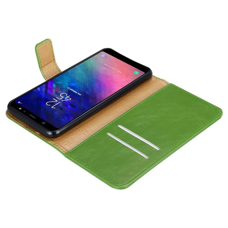 Cadorabo Hülle kompatibel mit Samsung Galaxy A6 2018 Schutzhülle mit Magnetverschluss, Standfunktion und Kartenfach