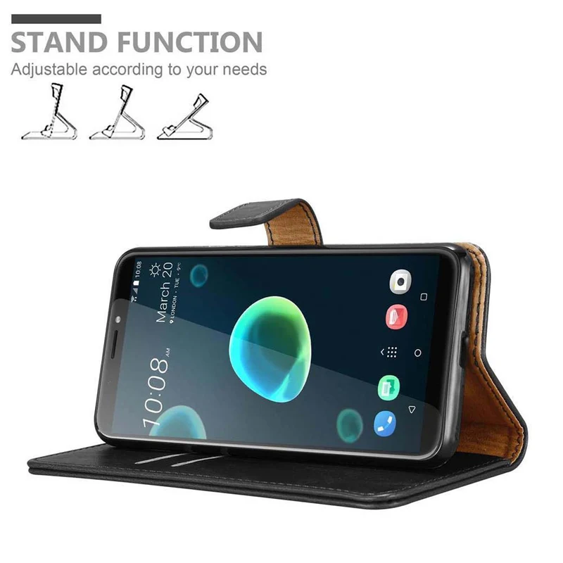 Cadorabo Hülle kompatibel mit HTC Desire 12 PLUS Schutzhülle mit Magnetverschluss, Standfunktion und Kartenfach