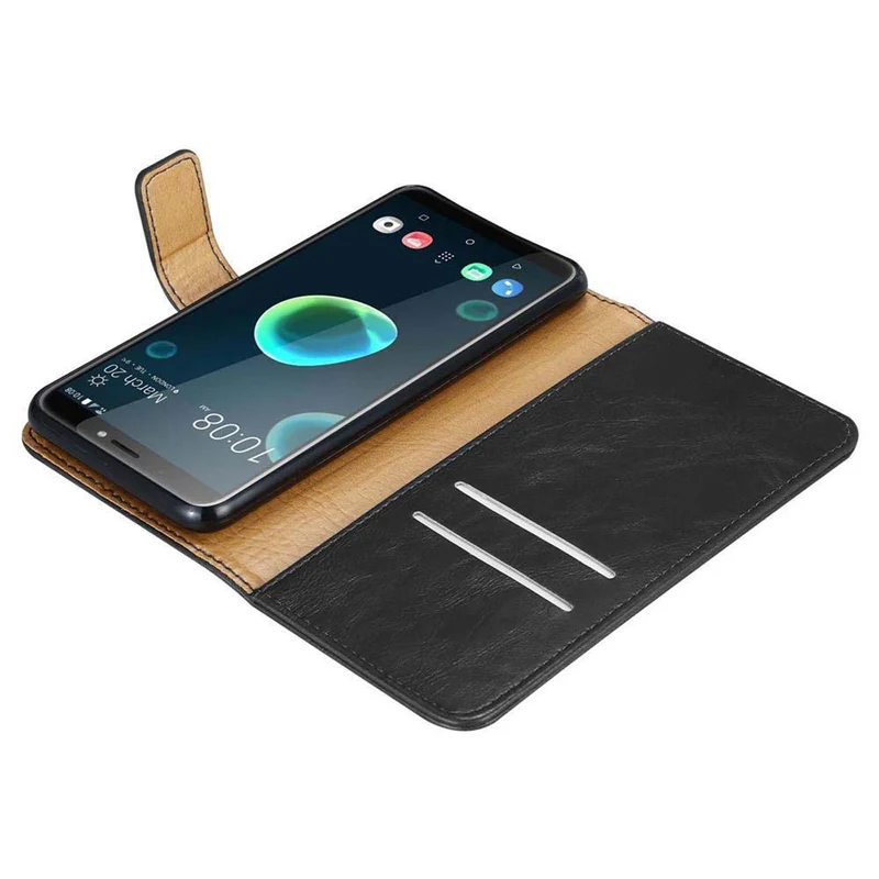 Cadorabo Hülle kompatibel mit HTC Desire 12 PLUS Schutzhülle mit Magnetverschluss, Standfunktion und Kartenfach