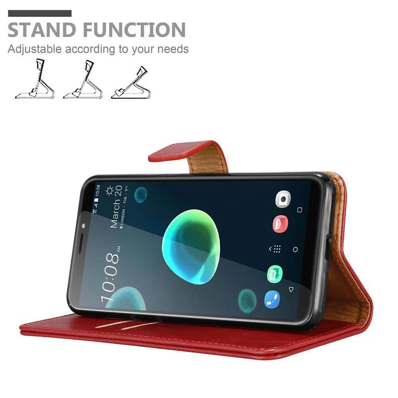 Cadorabo Hülle kompatibel mit HTC Desire 12 PLUS Schutzhülle mit Magnetverschluss, Standfunktion und Kartenfach