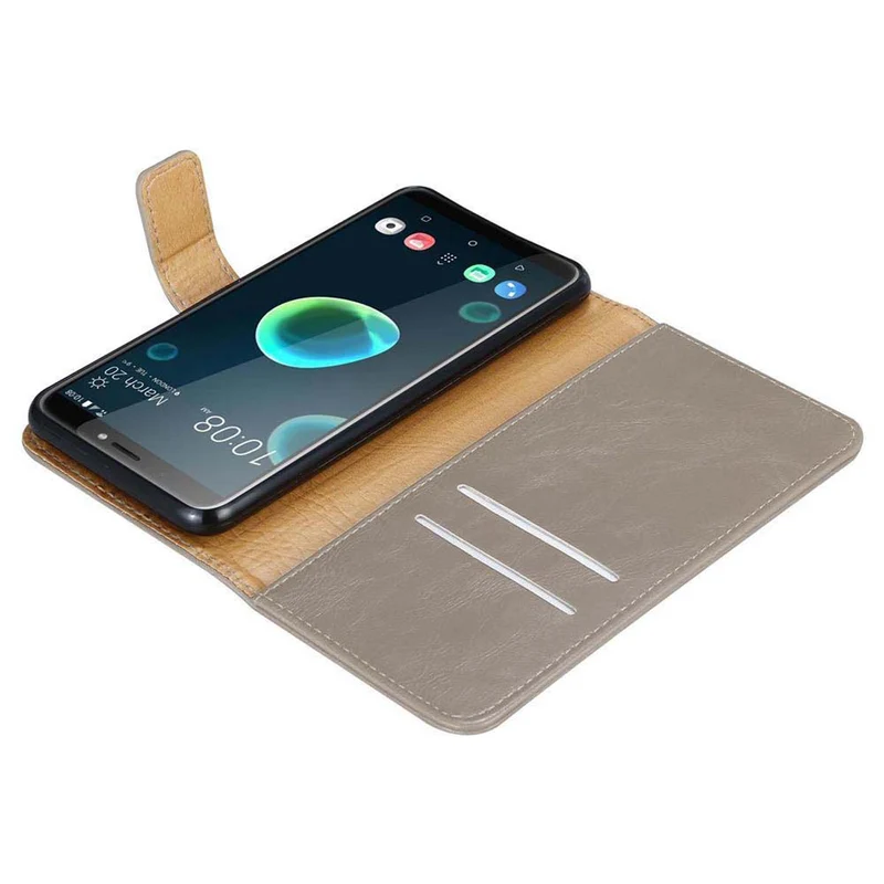 Cadorabo Hülle kompatibel mit HTC Desire 12 PLUS Schutzhülle mit Magnetverschluss, Standfunktion und Kartenfach