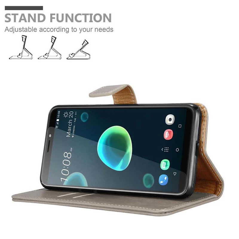 Cadorabo Hülle kompatibel mit HTC Desire 12 PLUS Schutzhülle mit Magnetverschluss, Standfunktion und Kartenfach