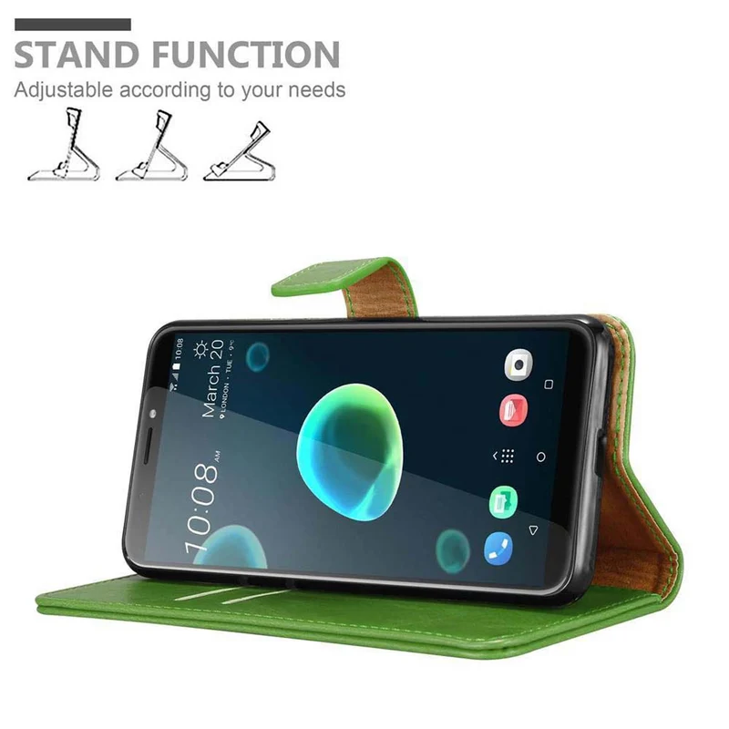 Cadorabo Hülle kompatibel mit HTC Desire 12 PLUS Schutzhülle mit Magnetverschluss, Standfunktion und Kartenfach