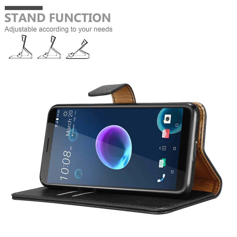 Cadorabo Hülle kompatibel mit HTC Desire 12 Schutzhülle mit Magnetverschluss, Standfunktion und Kartenfach