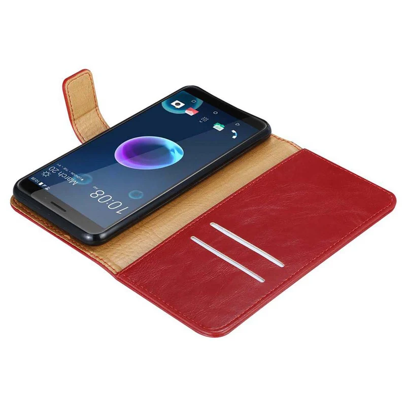 Cadorabo Hülle kompatibel mit HTC Desire 12 Schutzhülle mit Magnetverschluss, Standfunktion und Kartenfach