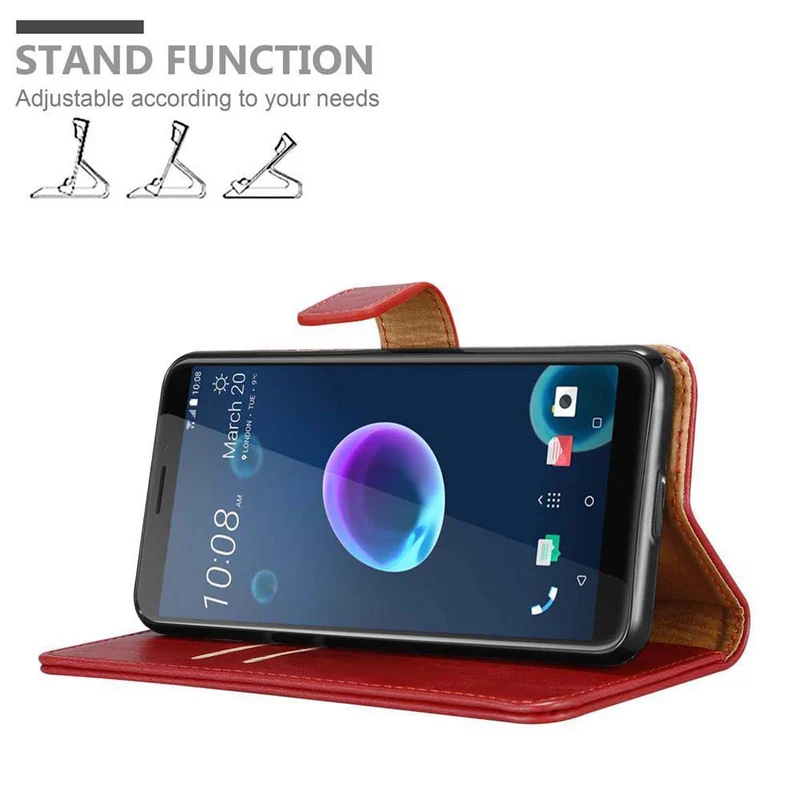 Cadorabo Hülle kompatibel mit HTC Desire 12 Schutzhülle mit Magnetverschluss, Standfunktion und Kartenfach