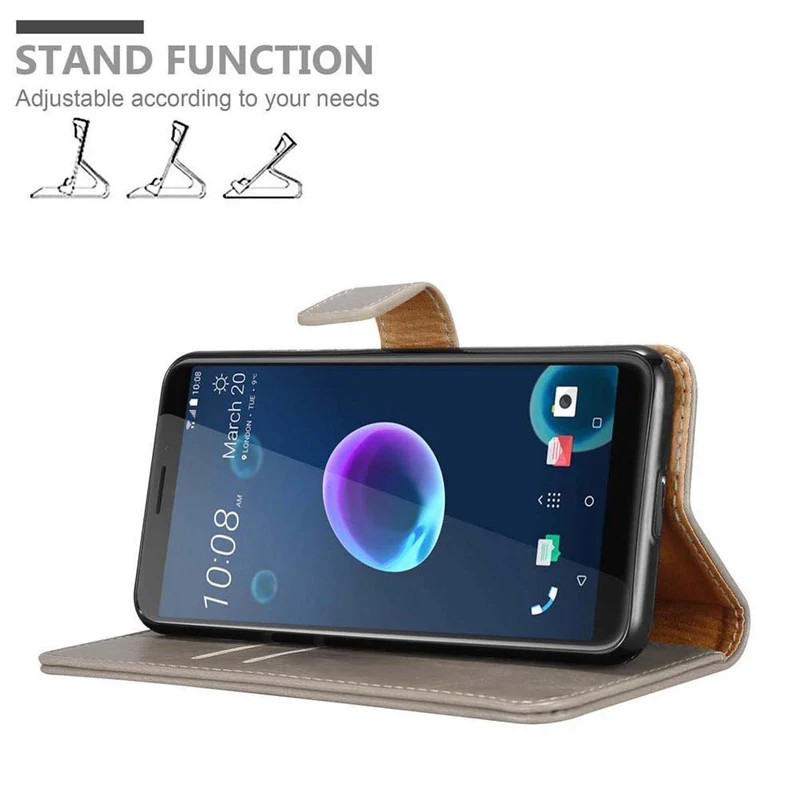 Cadorabo Hülle kompatibel mit HTC Desire 12 Schutzhülle mit Magnetverschluss, Standfunktion und Kartenfach