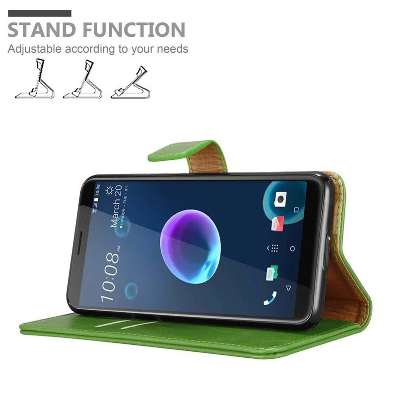 Cadorabo Hülle kompatibel mit HTC Desire 12 Schutzhülle mit Magnetverschluss, Standfunktion und Kartenfach