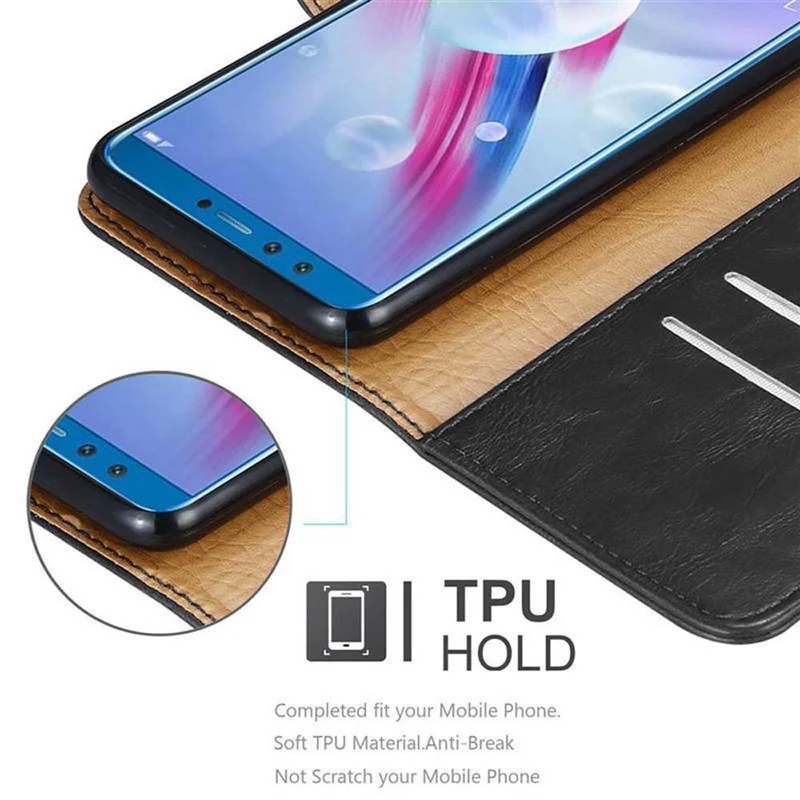 Cadorabo Hülle kompatibel mit Honor 9 LITE Schutzhülle mit Magnetverschluss, Standfunktion und Kartenfach