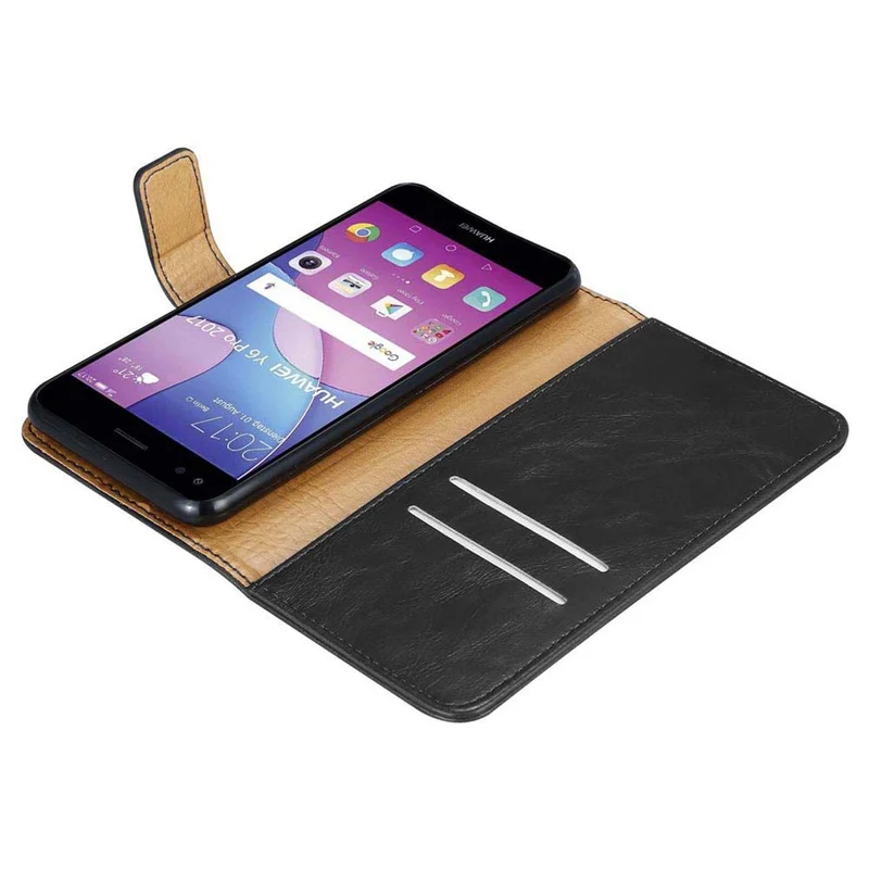 Cadorabo Hülle kompatibel mit Huawei Y6 PRO 2017 Schutzhülle mit Magnetverschluss, Standfunktion und Kartenfach