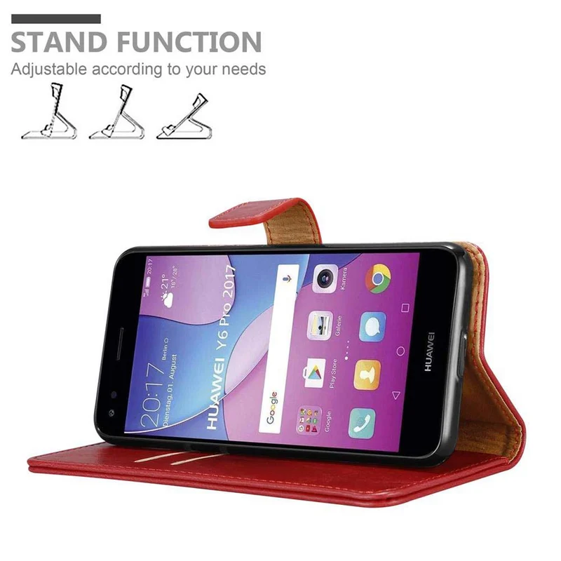 Cadorabo Hülle kompatibel mit Huawei Y6 PRO 2017 Schutzhülle mit Magnetverschluss, Standfunktion und Kartenfach