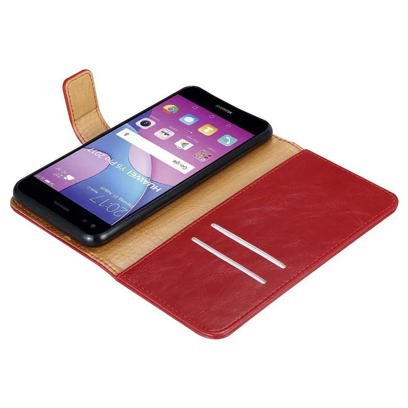 Cadorabo Hülle kompatibel mit Huawei Y6 PRO 2017 Schutzhülle mit Magnetverschluss, Standfunktion und Kartenfach