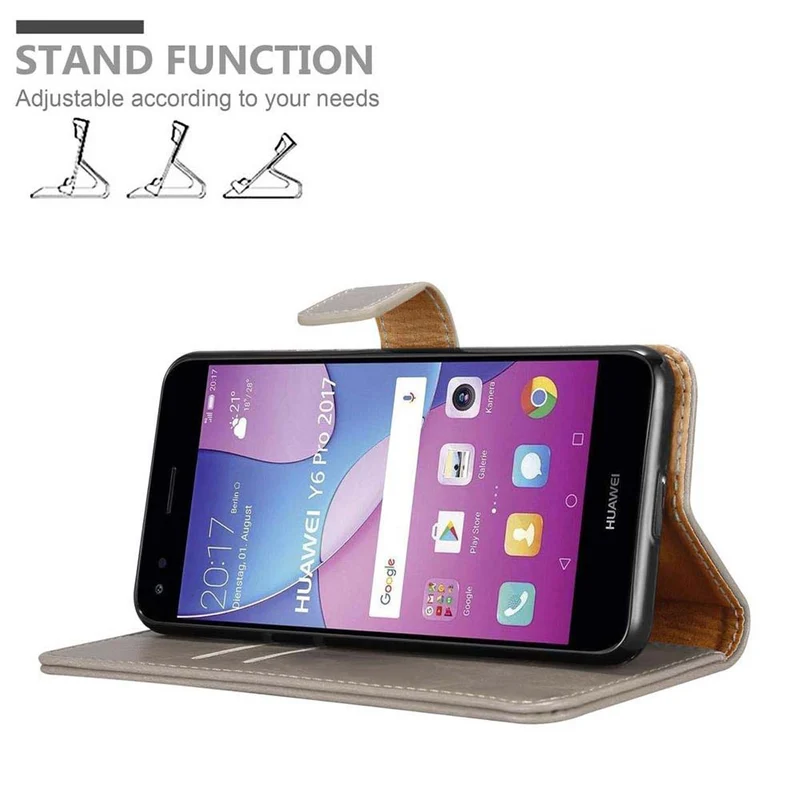 Cadorabo Hülle kompatibel mit Huawei Y6 PRO 2017 Schutzhülle mit Magnetverschluss, Standfunktion und Kartenfach