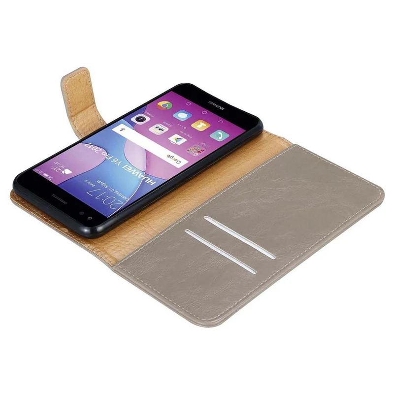 Cadorabo Hülle kompatibel mit Huawei Y6 PRO 2017 Schutzhülle mit Magnetverschluss, Standfunktion und Kartenfach