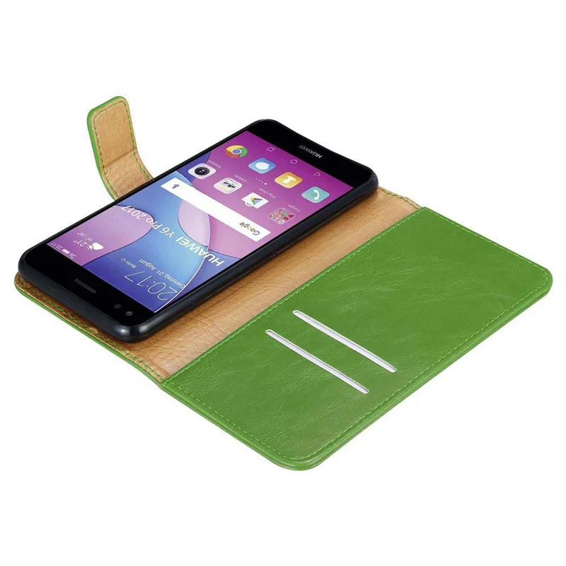 Cadorabo Hülle kompatibel mit Huawei Y6 PRO 2017 Schutzhülle mit Magnetverschluss, Standfunktion und Kartenfach