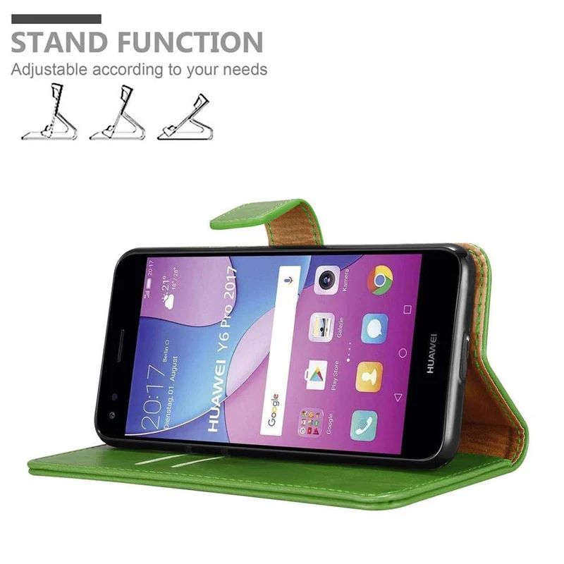 Cadorabo Hülle kompatibel mit Huawei Y6 PRO 2017 Schutzhülle mit Magnetverschluss, Standfunktion und Kartenfach