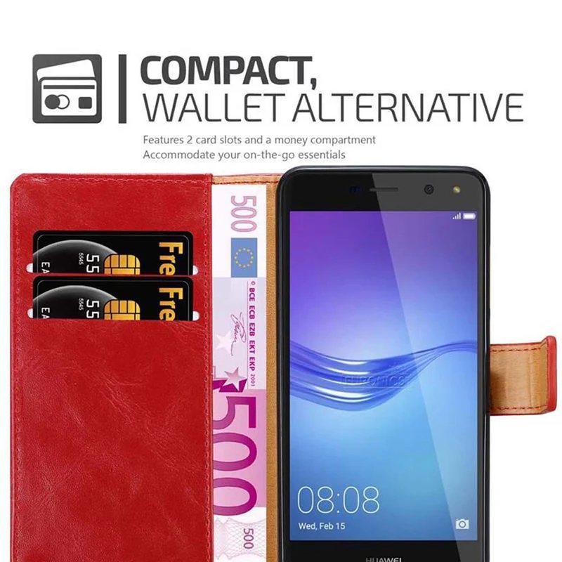 Cadorabo Hülle kompatibel mit Huawei Y5 2017 / Y6 2017 Schutzhülle mit Magnetverschluss, Standfunktion und Kartenfach