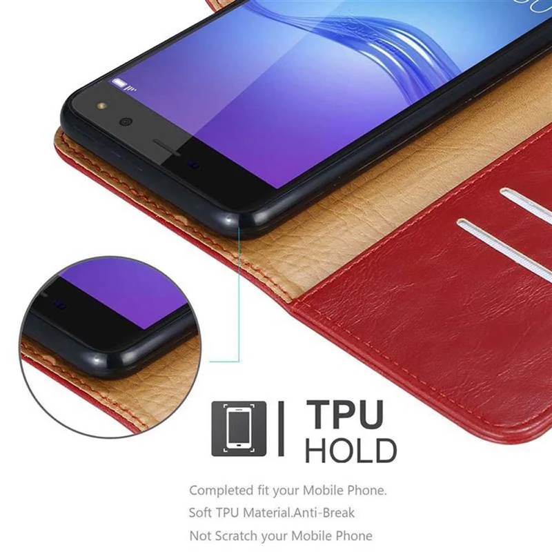 Cadorabo Hülle kompatibel mit Huawei Y5 2017 / Y6 2017 Schutzhülle mit Magnetverschluss, Standfunktion und Kartenfach