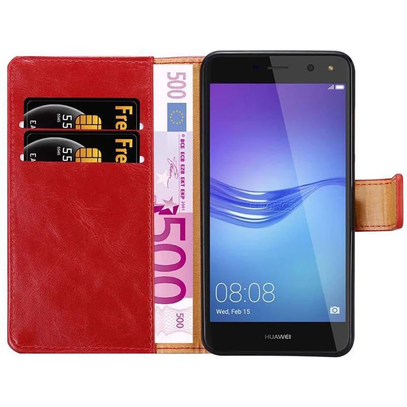 Cadorabo Hülle kompatibel mit Huawei Y5 2017 / Y6 2017 Schutzhülle mit Magnetverschluss, Standfunktion und Kartenfach