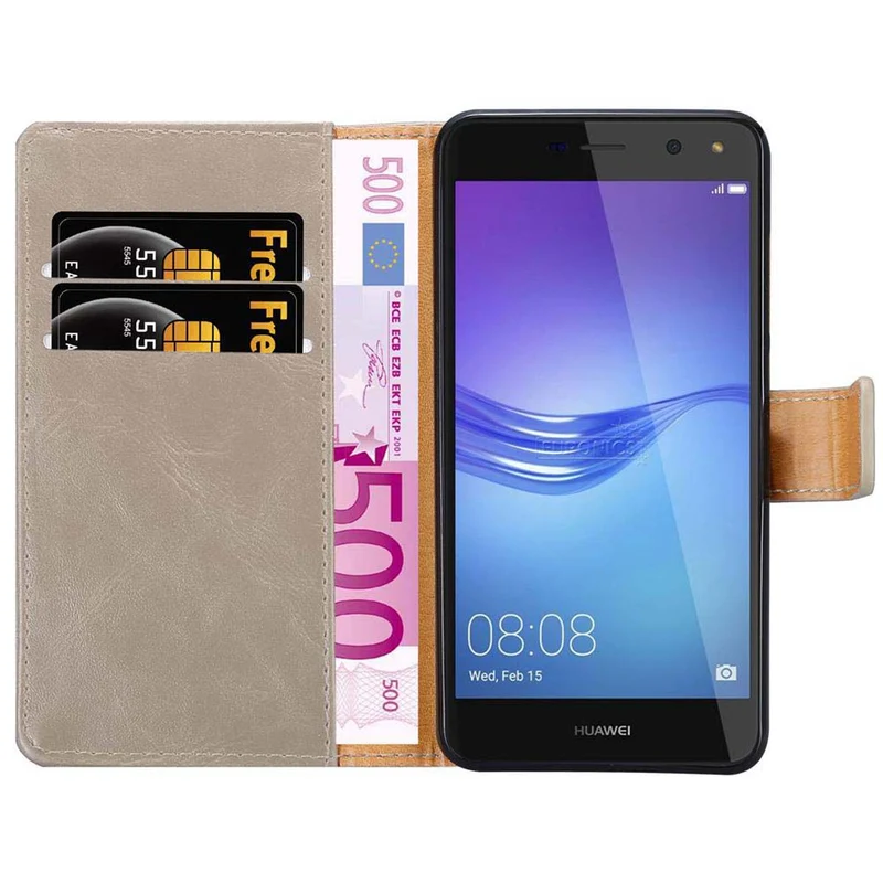 Cadorabo Hülle kompatibel mit Huawei Y5 2017 / Y6 2017 Schutzhülle mit Magnetverschluss, Standfunktion und Kartenfach