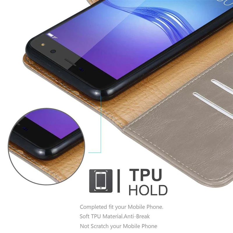 Cadorabo Hülle kompatibel mit Huawei Y5 2017 / Y6 2017 Schutzhülle mit Magnetverschluss, Standfunktion und Kartenfach