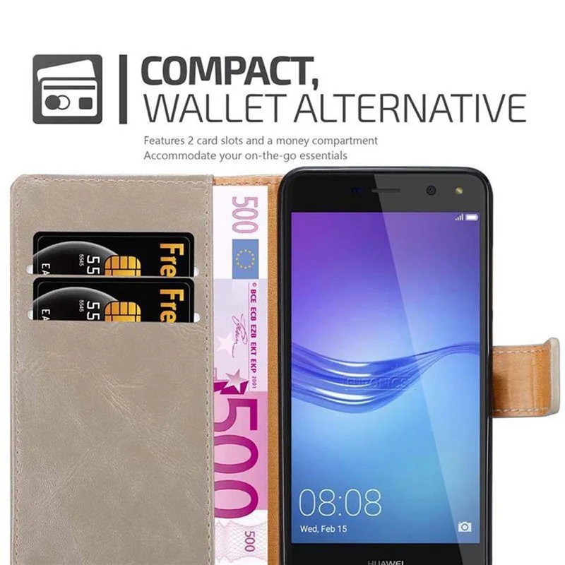 Cadorabo Hülle kompatibel mit Huawei Y5 2017 / Y6 2017 Schutzhülle mit Magnetverschluss, Standfunktion und Kartenfach