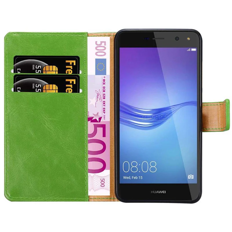 Cadorabo Hülle kompatibel mit Huawei Y5 2017 / Y6 2017 Schutzhülle mit Magnetverschluss, Standfunktion und Kartenfach