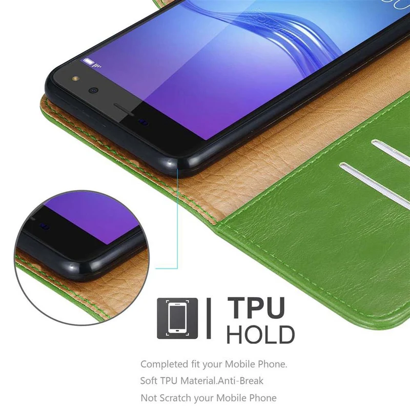 Cadorabo Hülle kompatibel mit Huawei Y5 2017 / Y6 2017 Schutzhülle mit Magnetverschluss, Standfunktion und Kartenfach