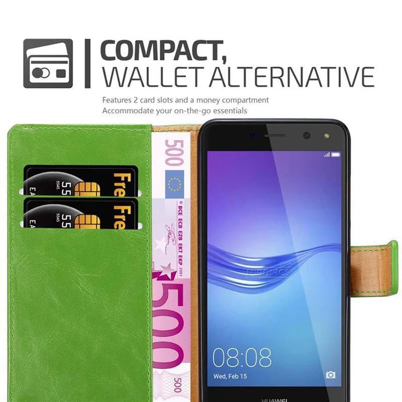 Cadorabo Hülle kompatibel mit Huawei Y5 2017 / Y6 2017 Schutzhülle mit Magnetverschluss, Standfunktion und Kartenfach