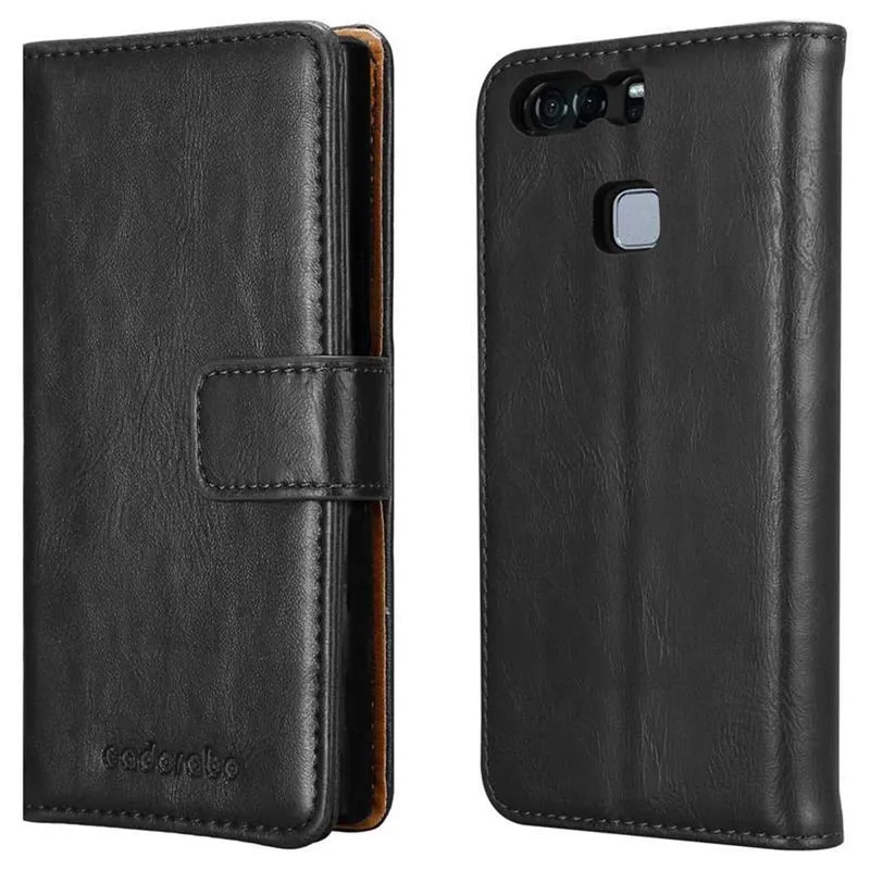 Cadorabo Hülle kompatibel mit Huawei P9 PLUS Schutzhülle mit Magnetverschluss, Standfunktion und Kartenfach