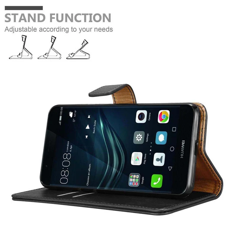 Cadorabo Hülle kompatibel mit Huawei P9 PLUS Schutzhülle mit Magnetverschluss, Standfunktion und Kartenfach