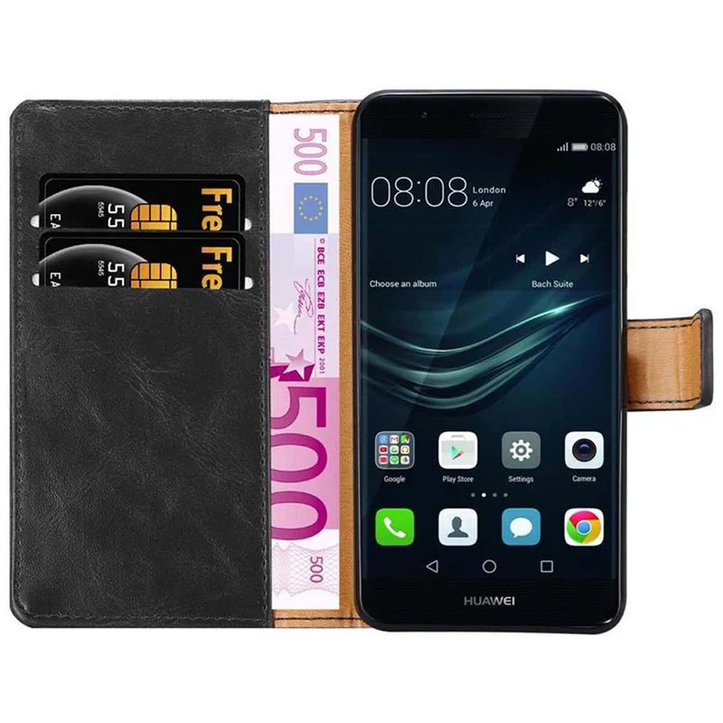 Cadorabo Hülle kompatibel mit Huawei P9 PLUS Schutzhülle mit Magnetverschluss, Standfunktion und Kartenfach