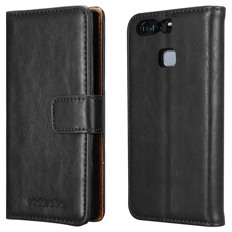 Cadorabo Hülle kompatibel mit Huawei P9 PLUS Schutzhülle mit Magnetverschluss, Standfunktion und Kartenfach