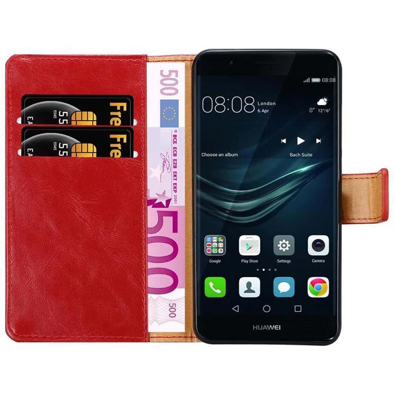 Cadorabo Hülle kompatibel mit Huawei P9 PLUS Schutzhülle mit Magnetverschluss, Standfunktion und Kartenfach