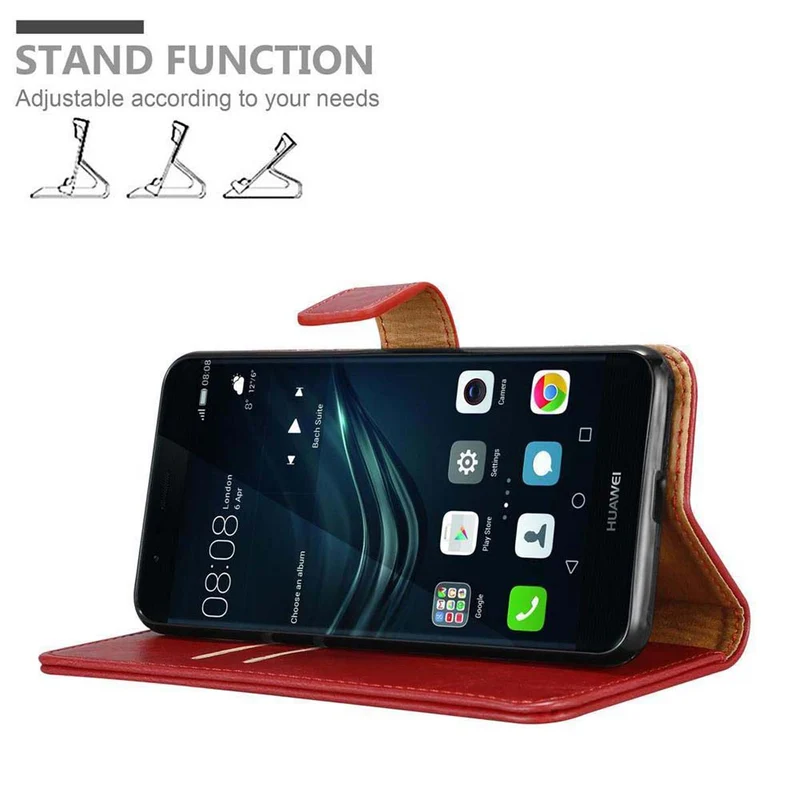 Cadorabo Hülle kompatibel mit Huawei P9 PLUS Schutzhülle mit Magnetverschluss, Standfunktion und Kartenfach