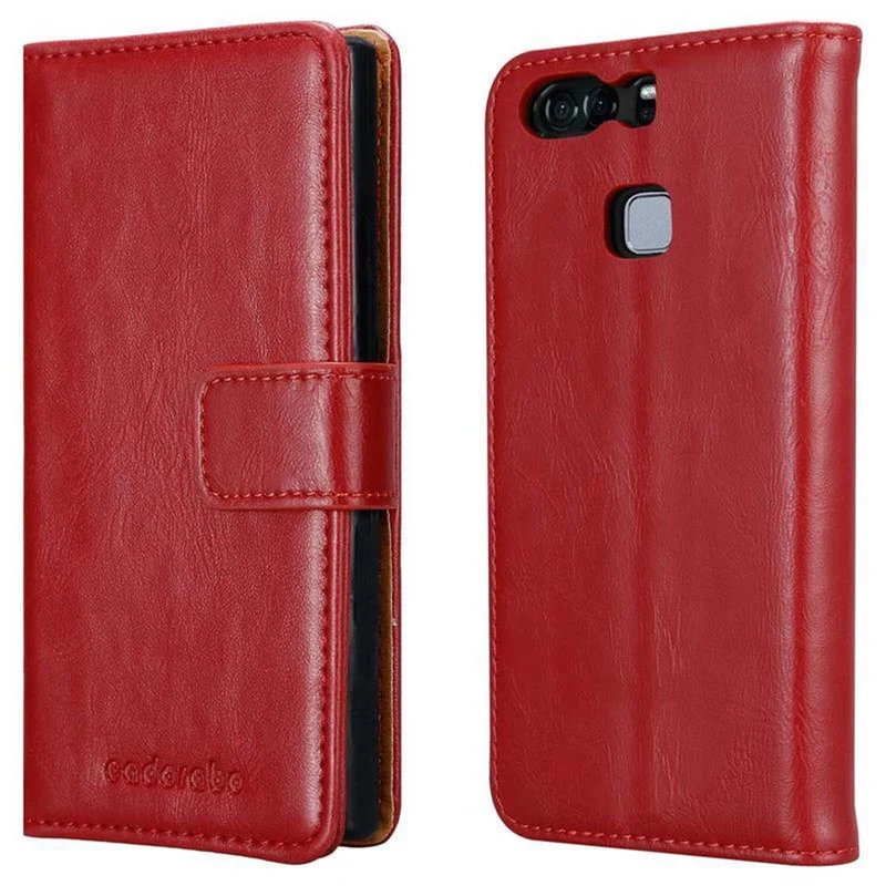 Cadorabo Hülle kompatibel mit Huawei P9 PLUS Schutzhülle mit Magnetverschluss, Standfunktion und Kartenfach