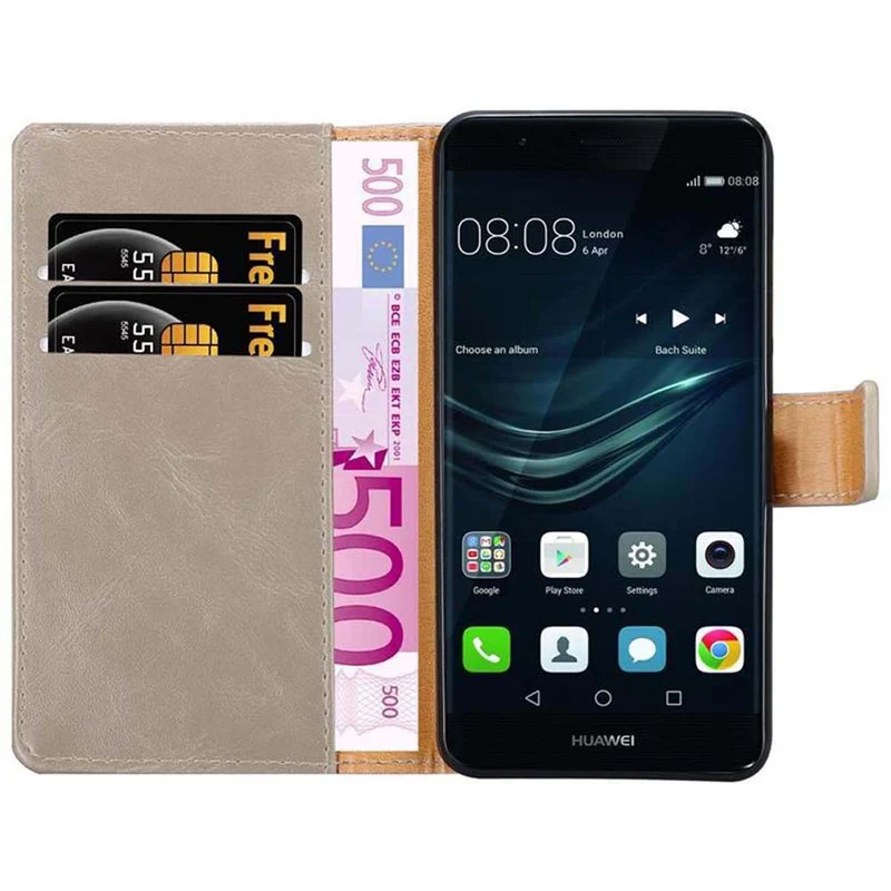Cadorabo Hülle kompatibel mit Huawei P9 PLUS Schutzhülle mit Magnetverschluss, Standfunktion und Kartenfach