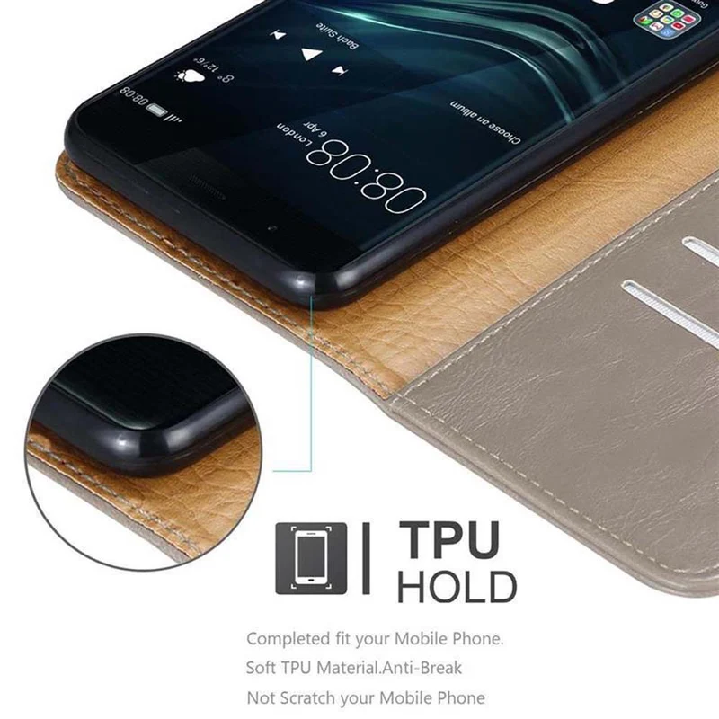 Cadorabo Hülle kompatibel mit Huawei P9 PLUS Schutzhülle mit Magnetverschluss, Standfunktion und Kartenfach