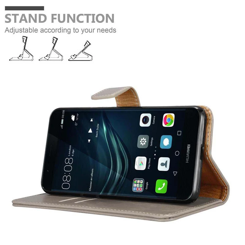 Cadorabo Hülle kompatibel mit Huawei P9 PLUS Schutzhülle mit Magnetverschluss, Standfunktion und Kartenfach