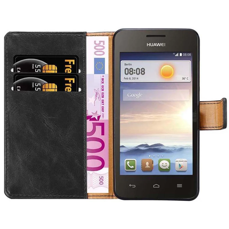 Cadorabo Hülle kompatibel mit Huawei Y3 / Y3C / Y330 / Y331 / Y360 Schutzhülle mit Magnetverschluss, Standfunktion und Kartenfach