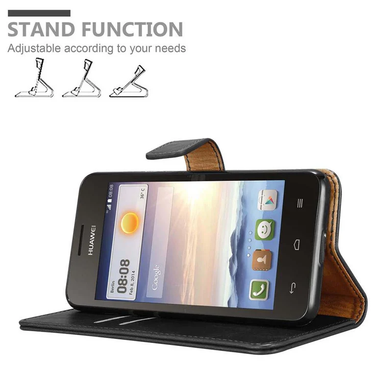 Cadorabo Hülle kompatibel mit Huawei Y3 / Y3C / Y330 / Y331 / Y360 Schutzhülle mit Magnetverschluss, Standfunktion und Kartenfach