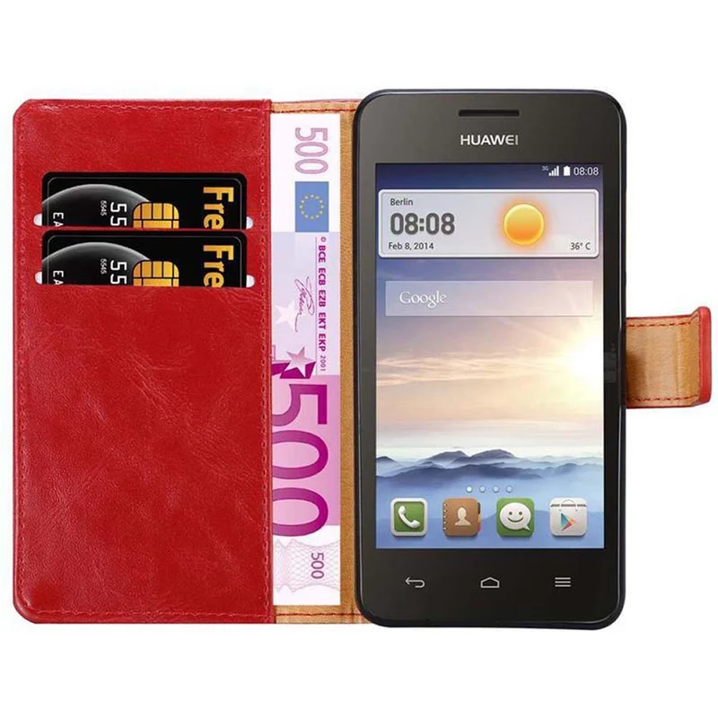 Cadorabo Hülle kompatibel mit Huawei Y3 / Y3C / Y330 / Y331 / Y360 Schutzhülle mit Magnetverschluss, Standfunktion und Kartenfach
