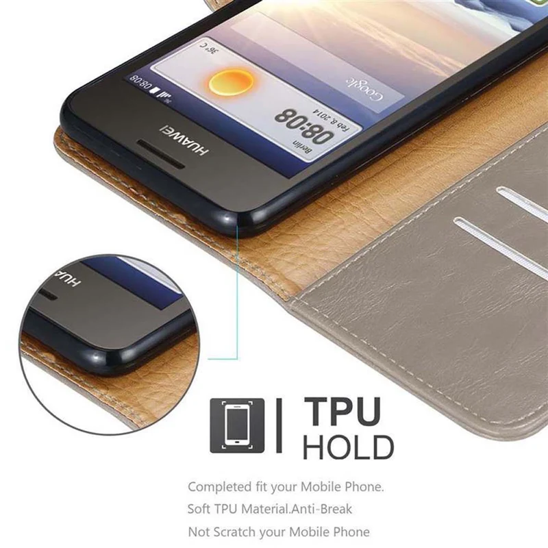 Cadorabo Hülle kompatibel mit Huawei Y3 / Y3C / Y330 / Y331 / Y360 Schutzhülle mit Magnetverschluss, Standfunktion und Kartenfach