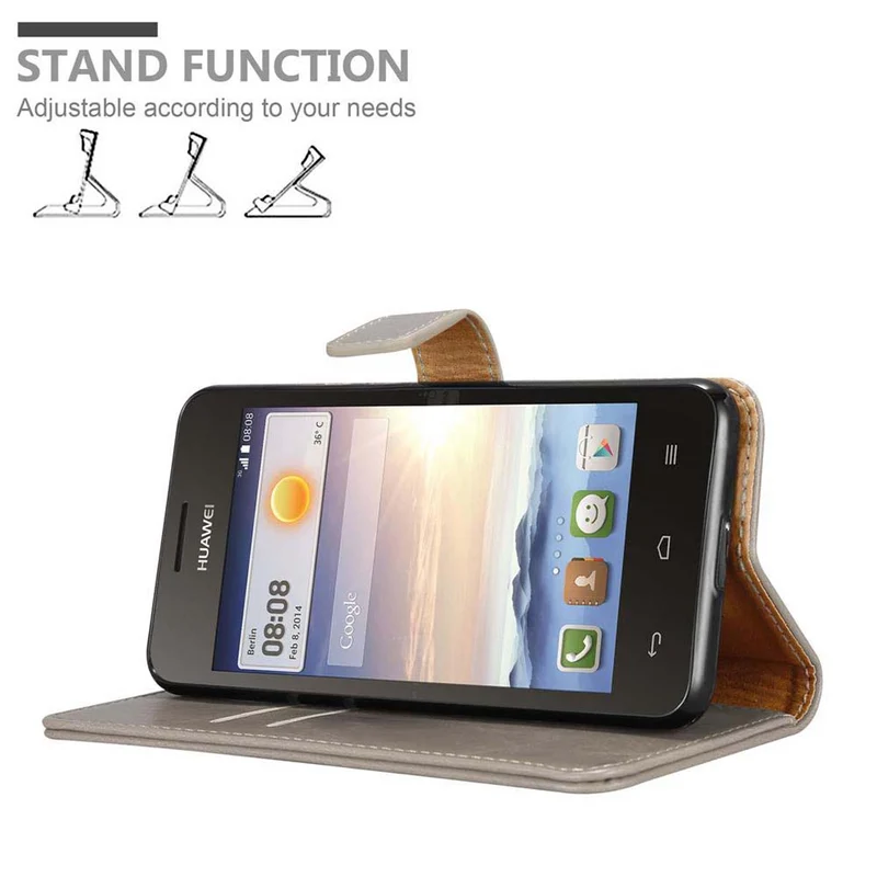 Cadorabo Hülle kompatibel mit Huawei Y3 / Y3C / Y330 / Y331 / Y360 Schutzhülle mit Magnetverschluss, Standfunktion und Kartenfach