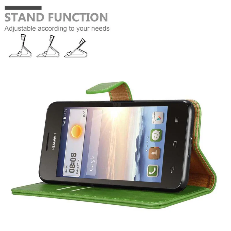 Cadorabo Hülle kompatibel mit Huawei Y3 / Y3C / Y330 / Y331 / Y360 Schutzhülle mit Magnetverschluss, Standfunktion und Kartenfach