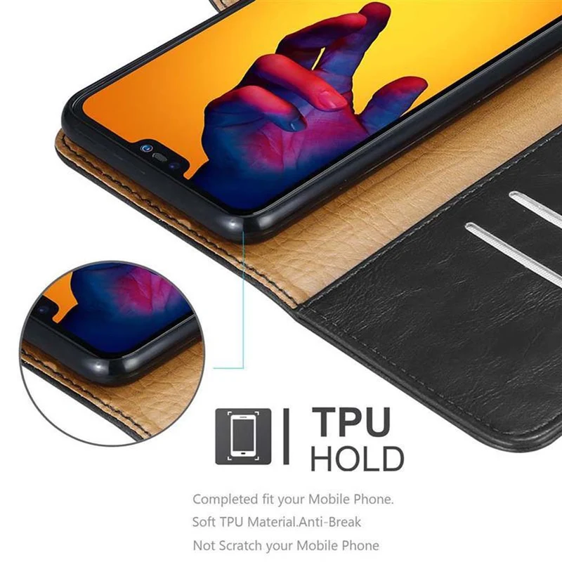 Cadorabo Hülle kompatibel mit Huawei P20 LITE 2018 / NOVA 3E Schutzhülle mit Magnetverschluss, Standfunktion und Kartenfach