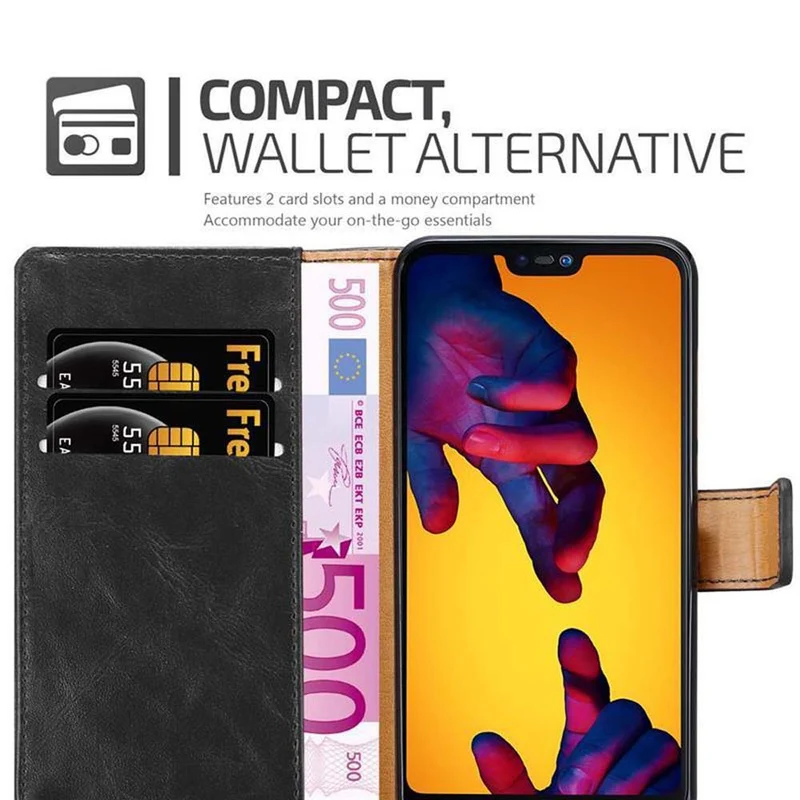Cadorabo Hülle kompatibel mit Huawei P20 LITE 2018 / NOVA 3E Schutzhülle mit Magnetverschluss, Standfunktion und Kartenfach