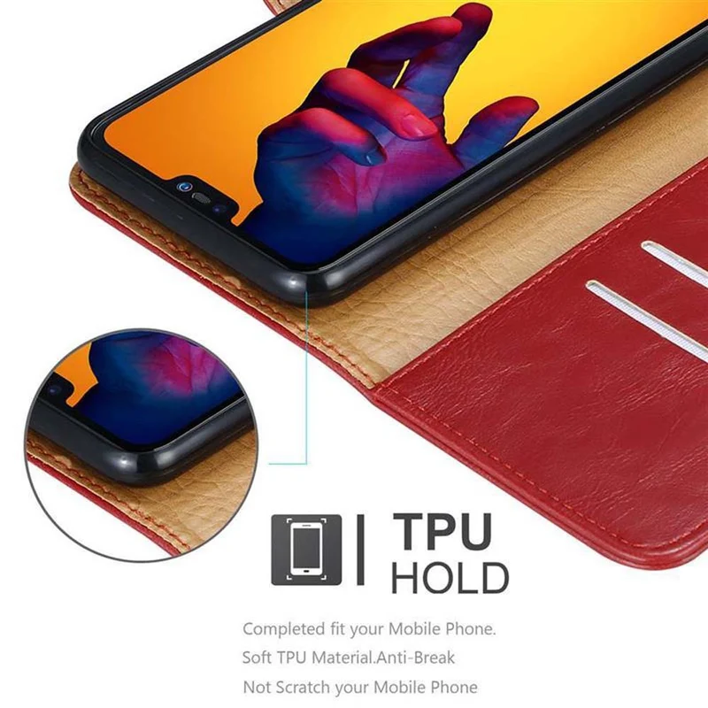 Cadorabo Hülle kompatibel mit Huawei P20 LITE 2018 / NOVA 3E Schutzhülle mit Magnetverschluss, Standfunktion und Kartenfach