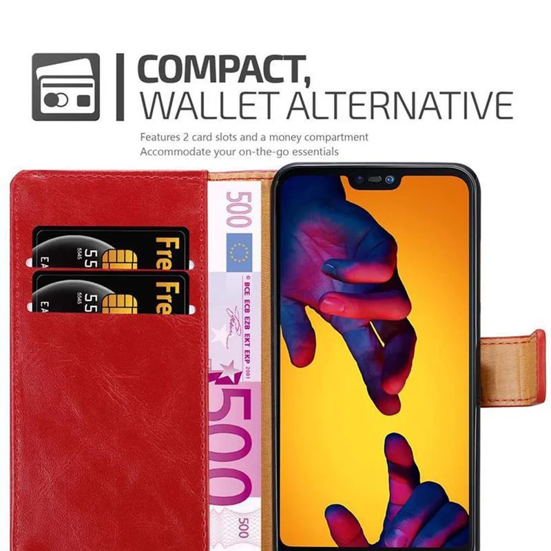 Cadorabo Hülle kompatibel mit Huawei P20 LITE 2018 / NOVA 3E Schutzhülle mit Magnetverschluss, Standfunktion und Kartenfach